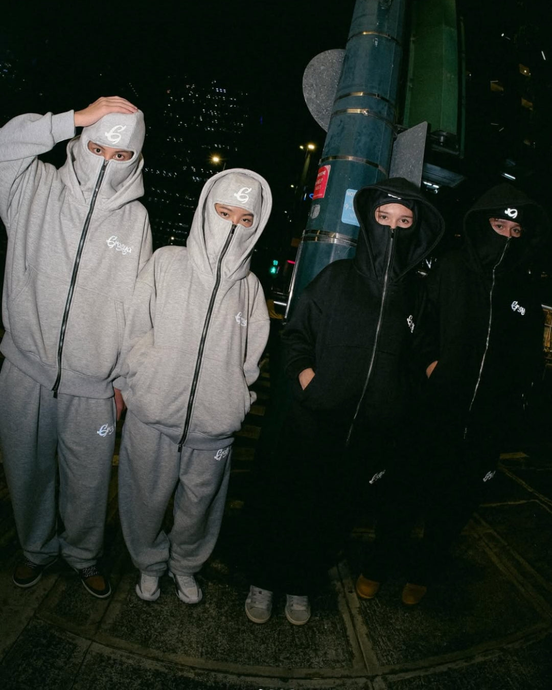 Balaclava Tracksuit Hoodie - Black (Reflective)