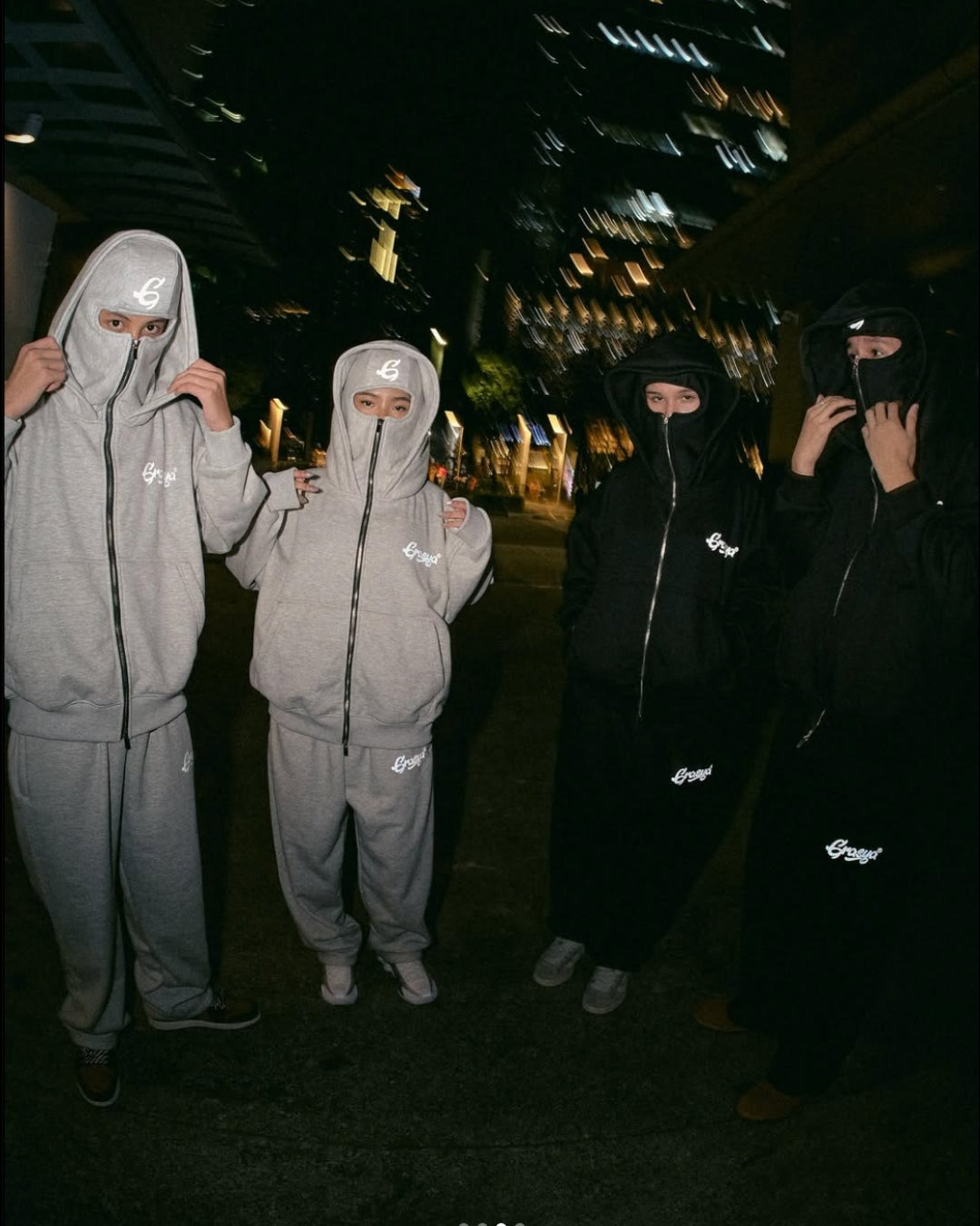 Balaclava Tracksuit Hoodie - Black (Reflective)