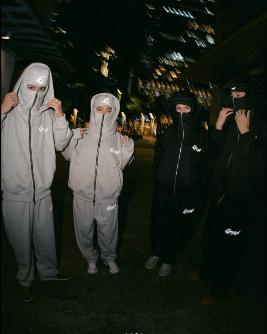 Balaclava Tracksuit Hoodie - Black (Reflective)