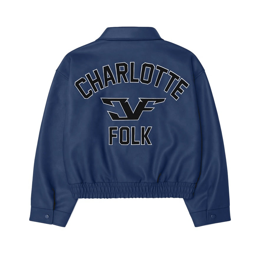 Covert Leather Jacket - Navy