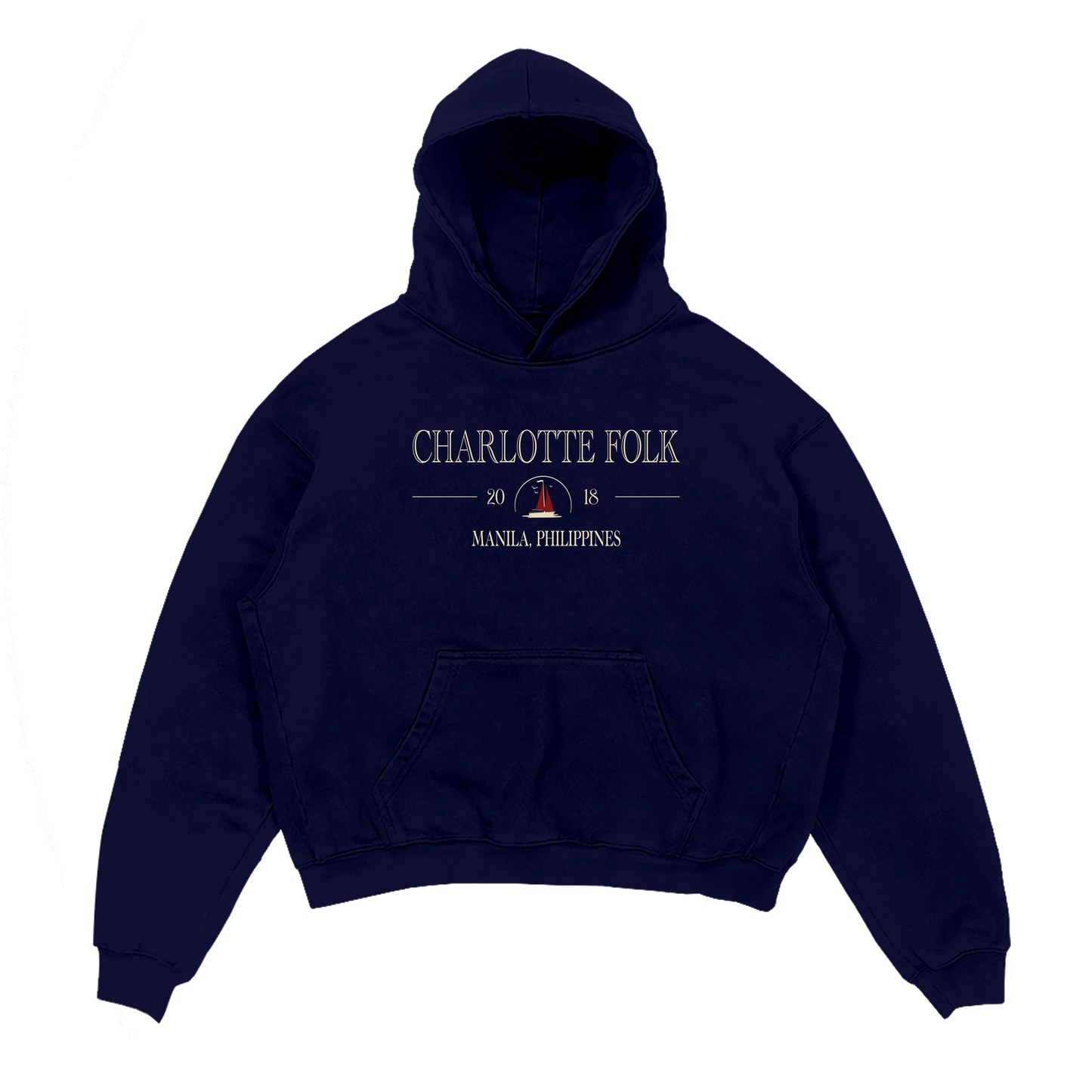 Old Times Treasure Oversized Hoodie - Navy Blue