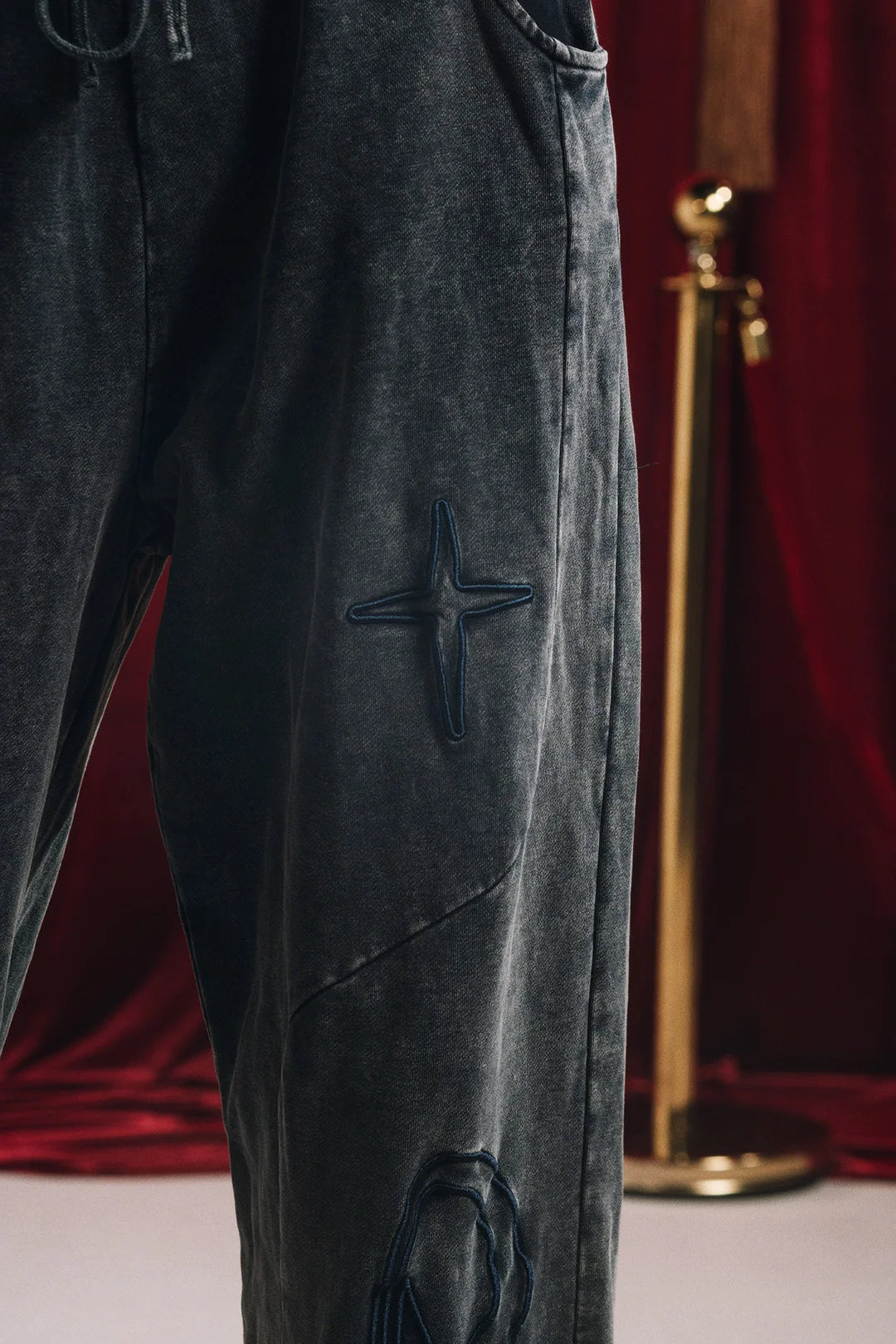 Spark Paneled Wide Pants - Blueberry