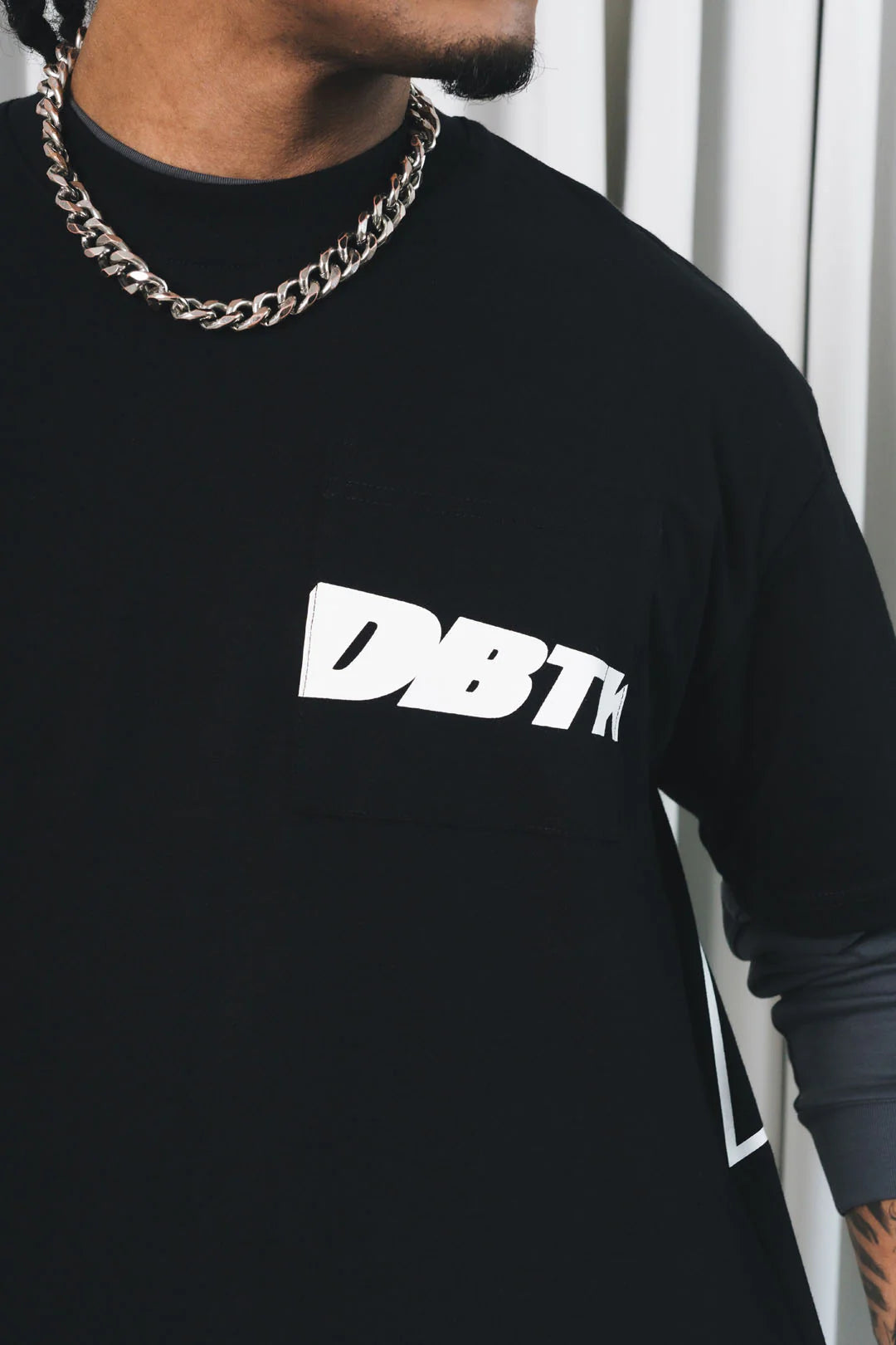 Slant Pocket Tee - Black & White
