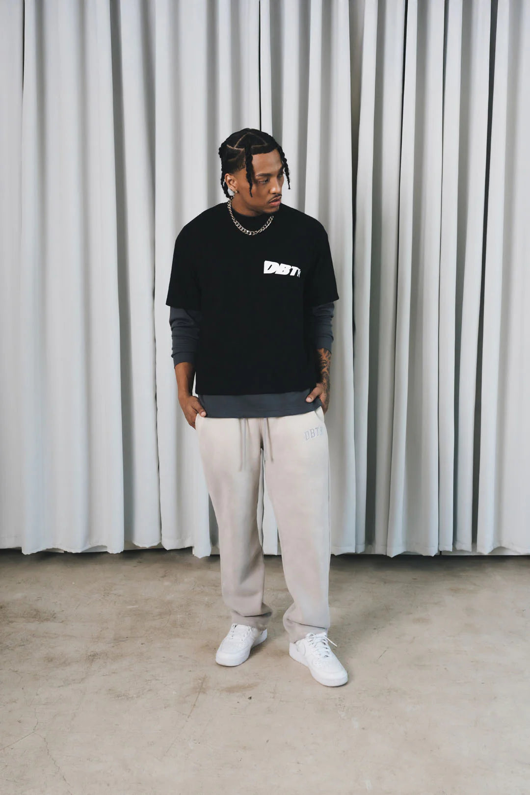 Slant Pocket Tee - Black & White