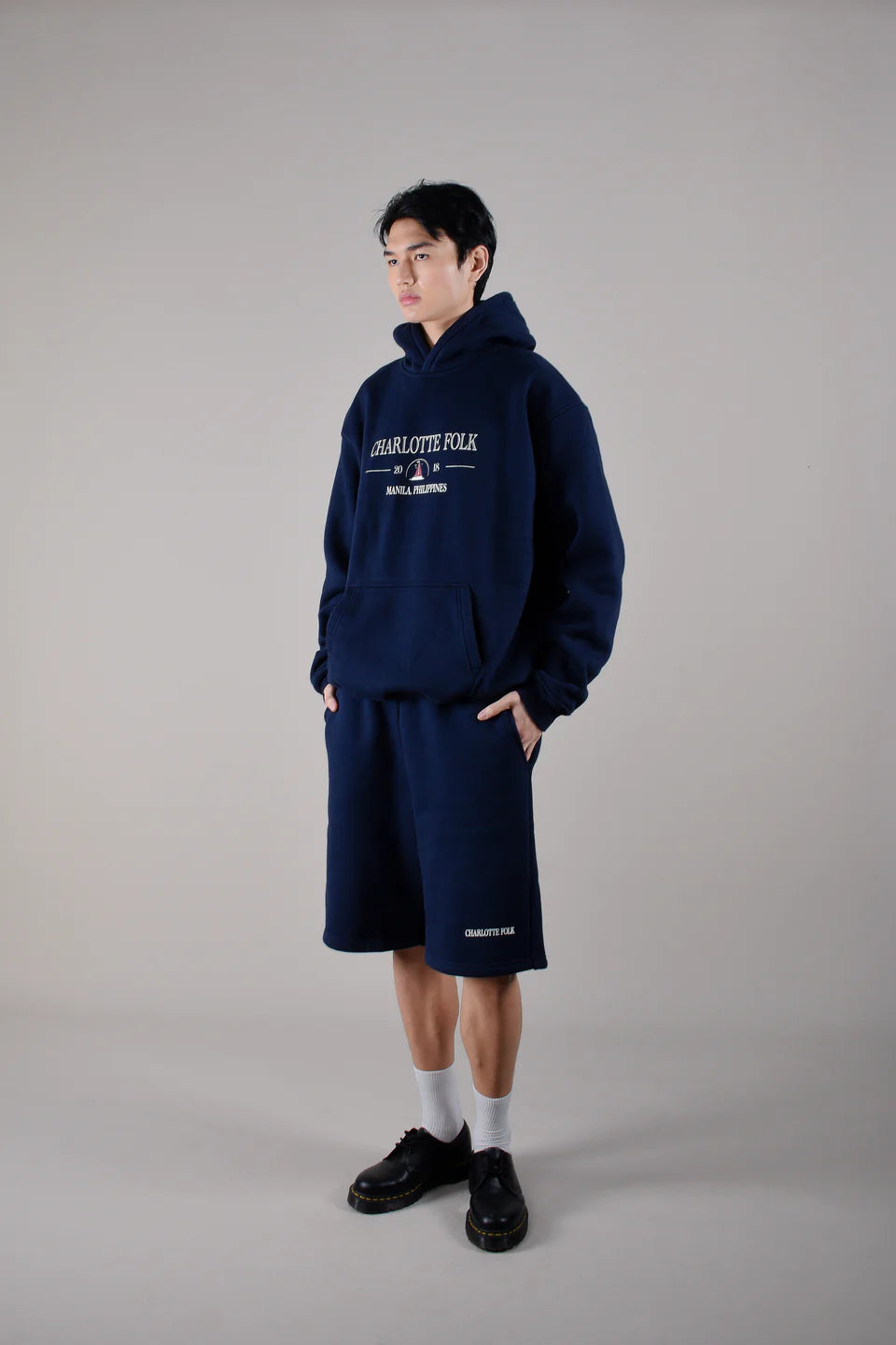 Old Times Treasure Oversized Hoodie - Navy Blue