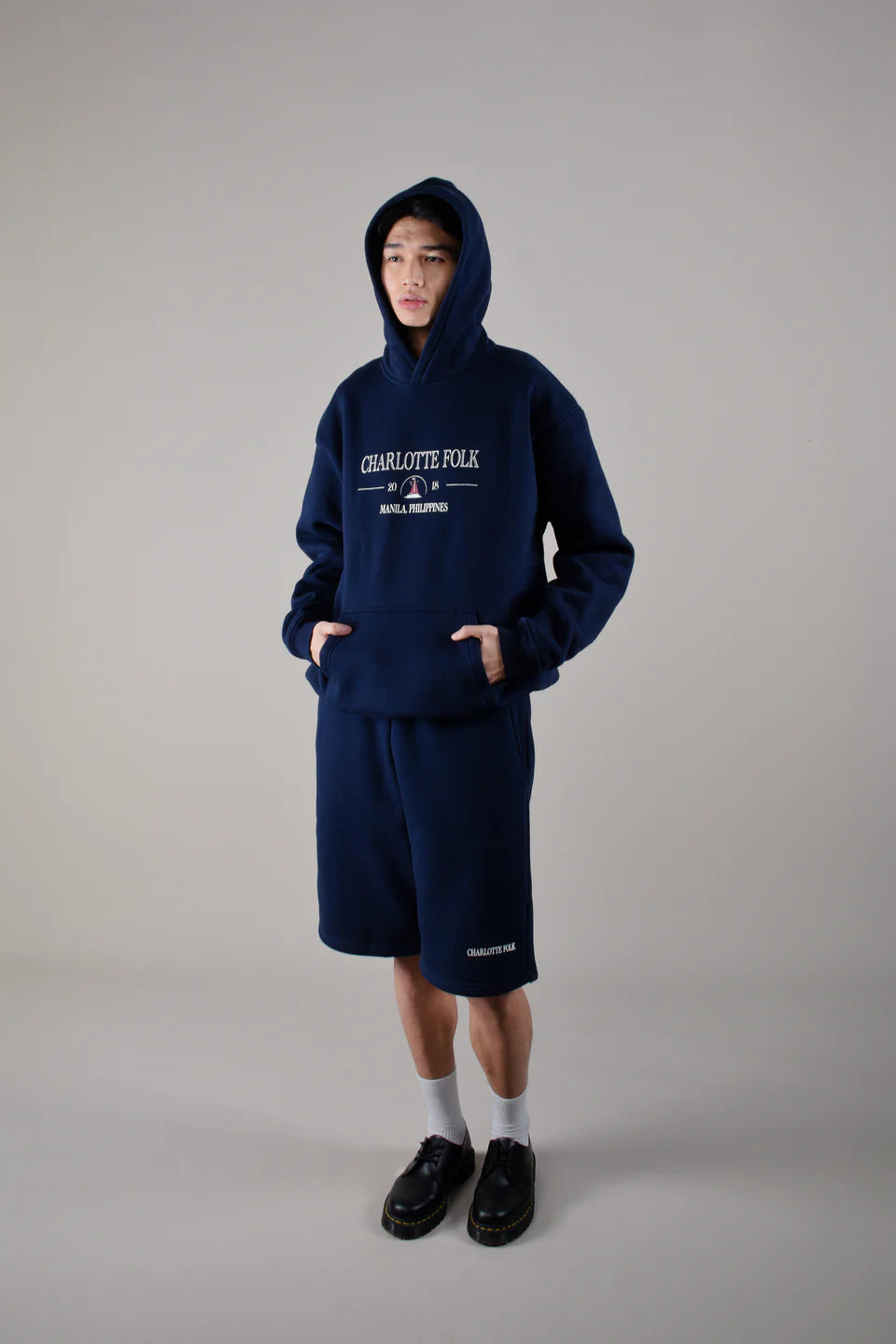 Old Times Treasure Oversized Hoodie - Navy Blue