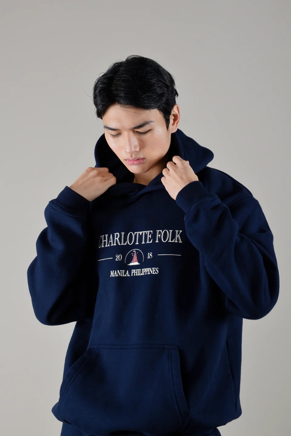 Old Times Treasure Oversized Hoodie - Navy Blue