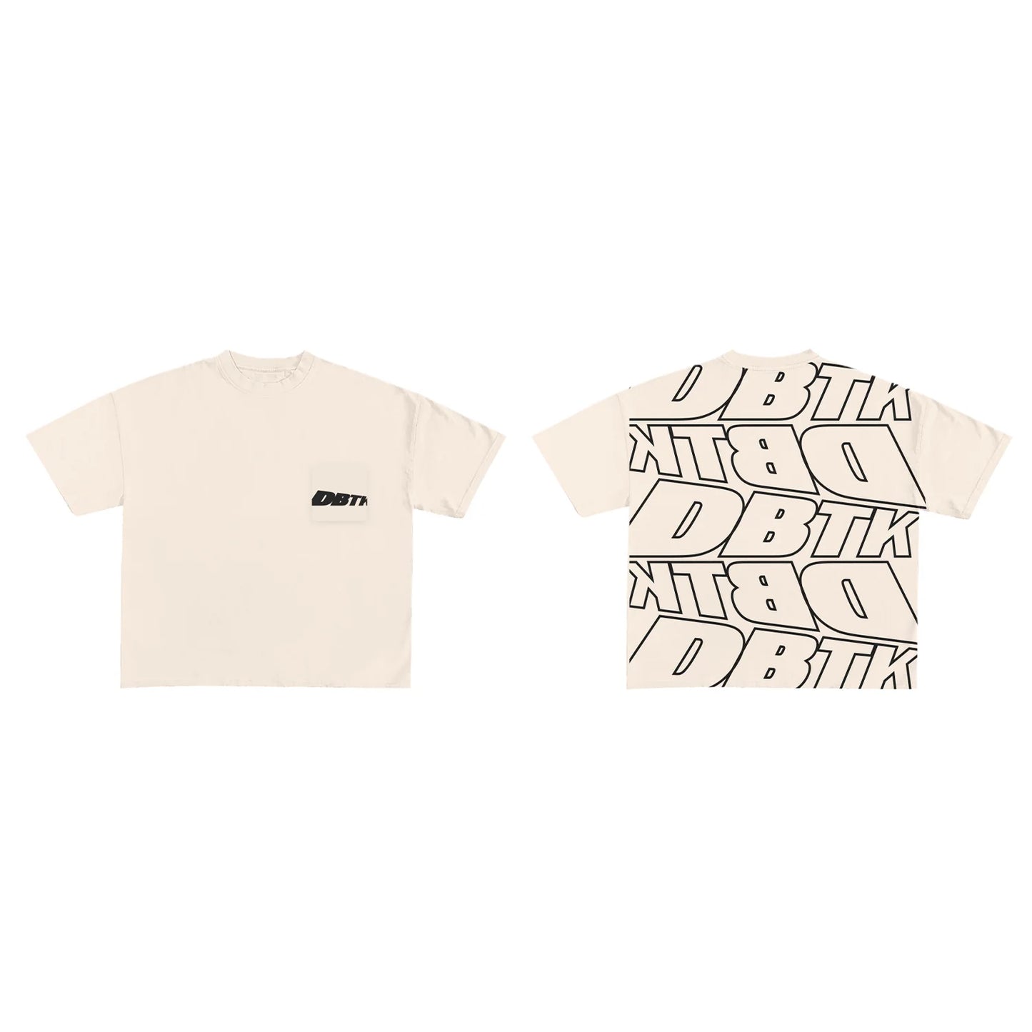 Slant Pocket Tee - Cream & Black