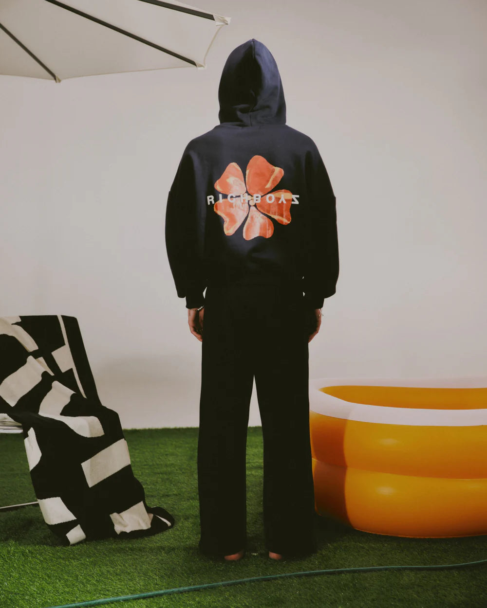 Double Zip Box Hoodie - Navy Blue