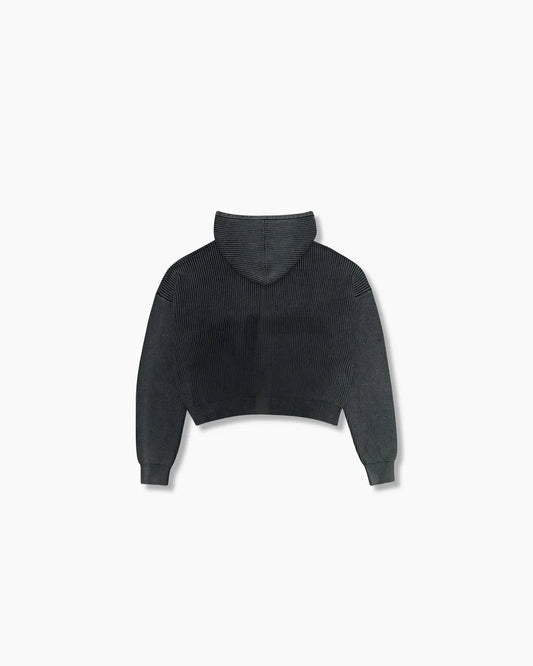 Knitted Full Zip Box Hoodie - Shadow