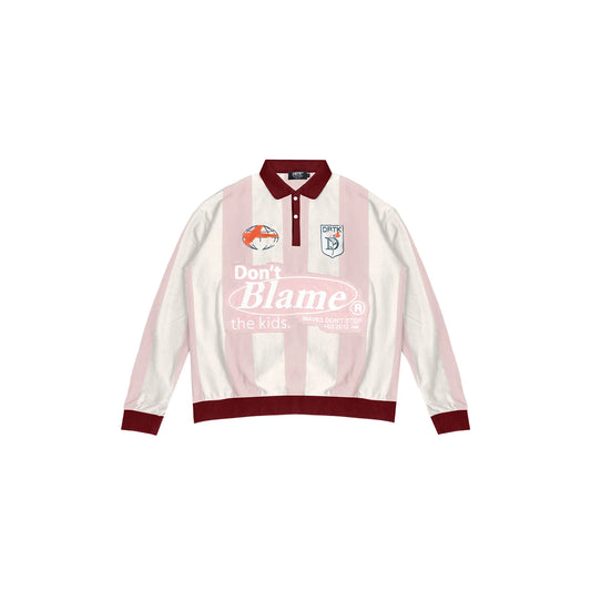 Vertical Bloom Polo LS - Pink / Cream
