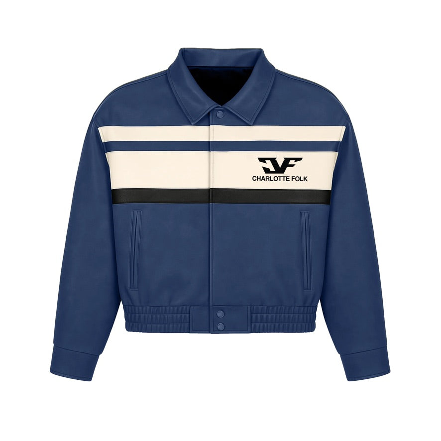 Covert Leather Jacket - Navy