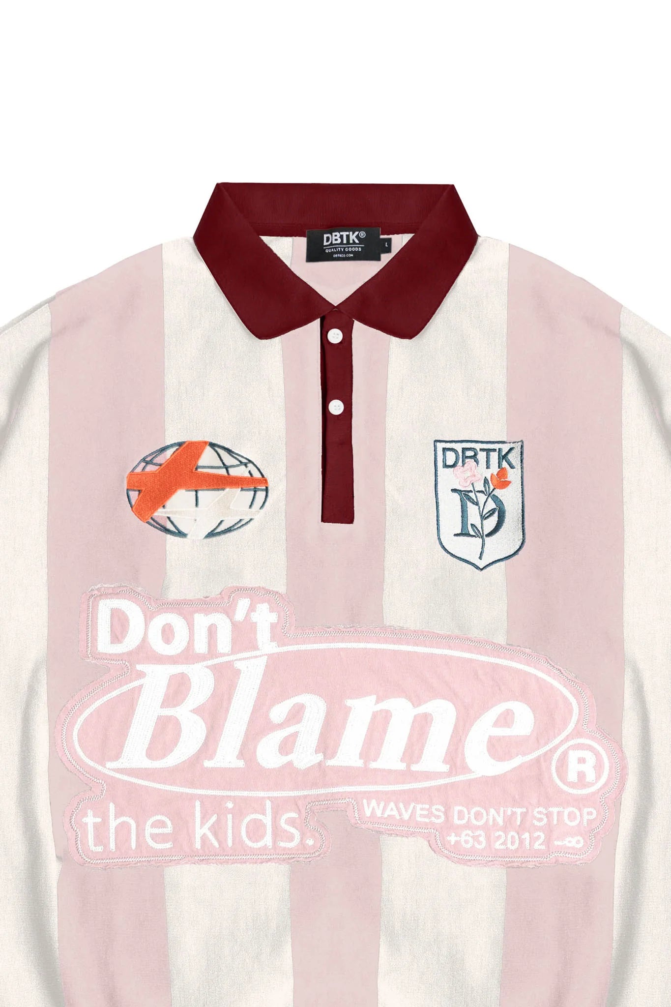 Vertical Bloom Polo LS - Pink / Cream