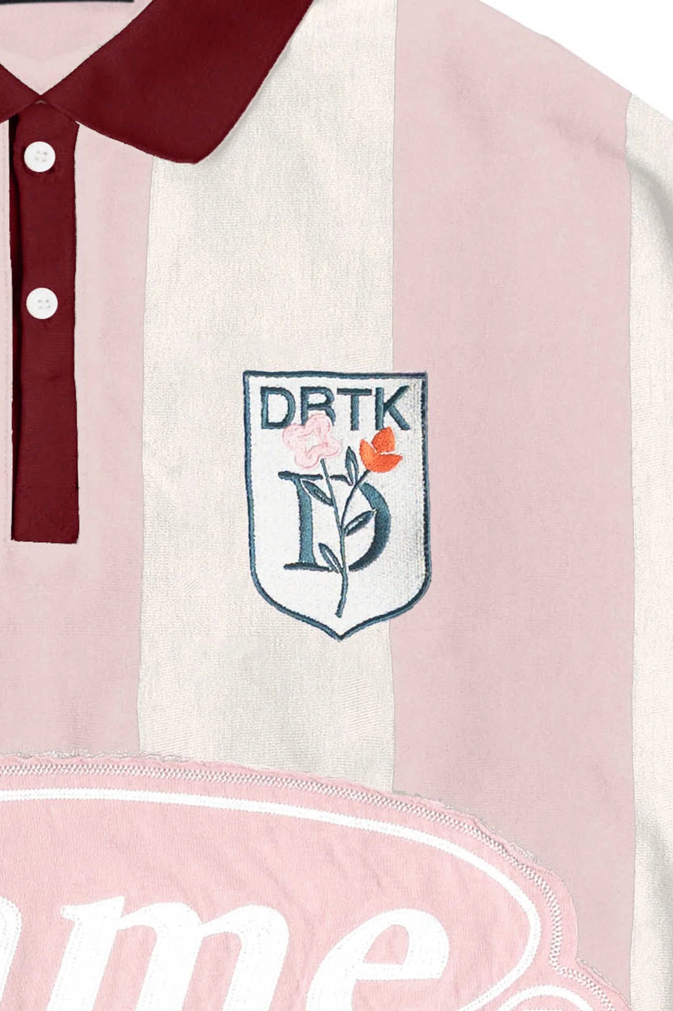 Vertical Bloom Polo LS - Pink / Cream