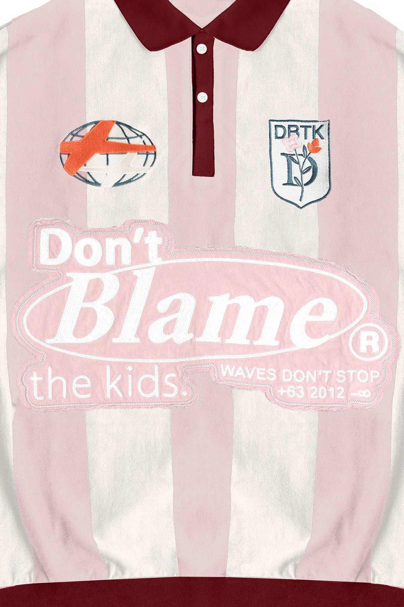 Vertical Bloom Polo LS - Pink / Cream