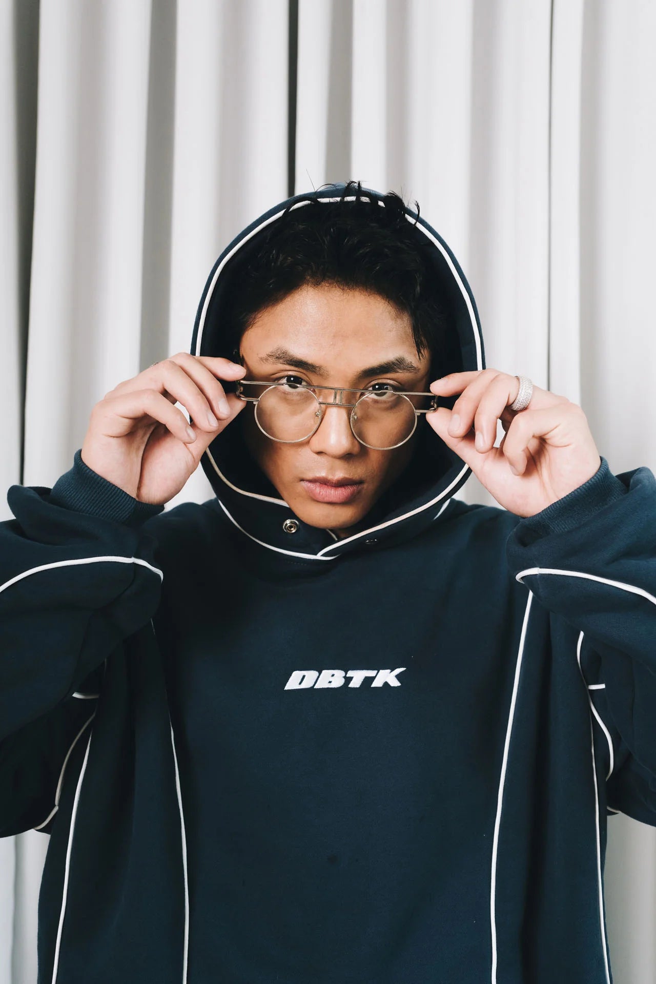 Cipher Splice Hoodie - Navy Blue