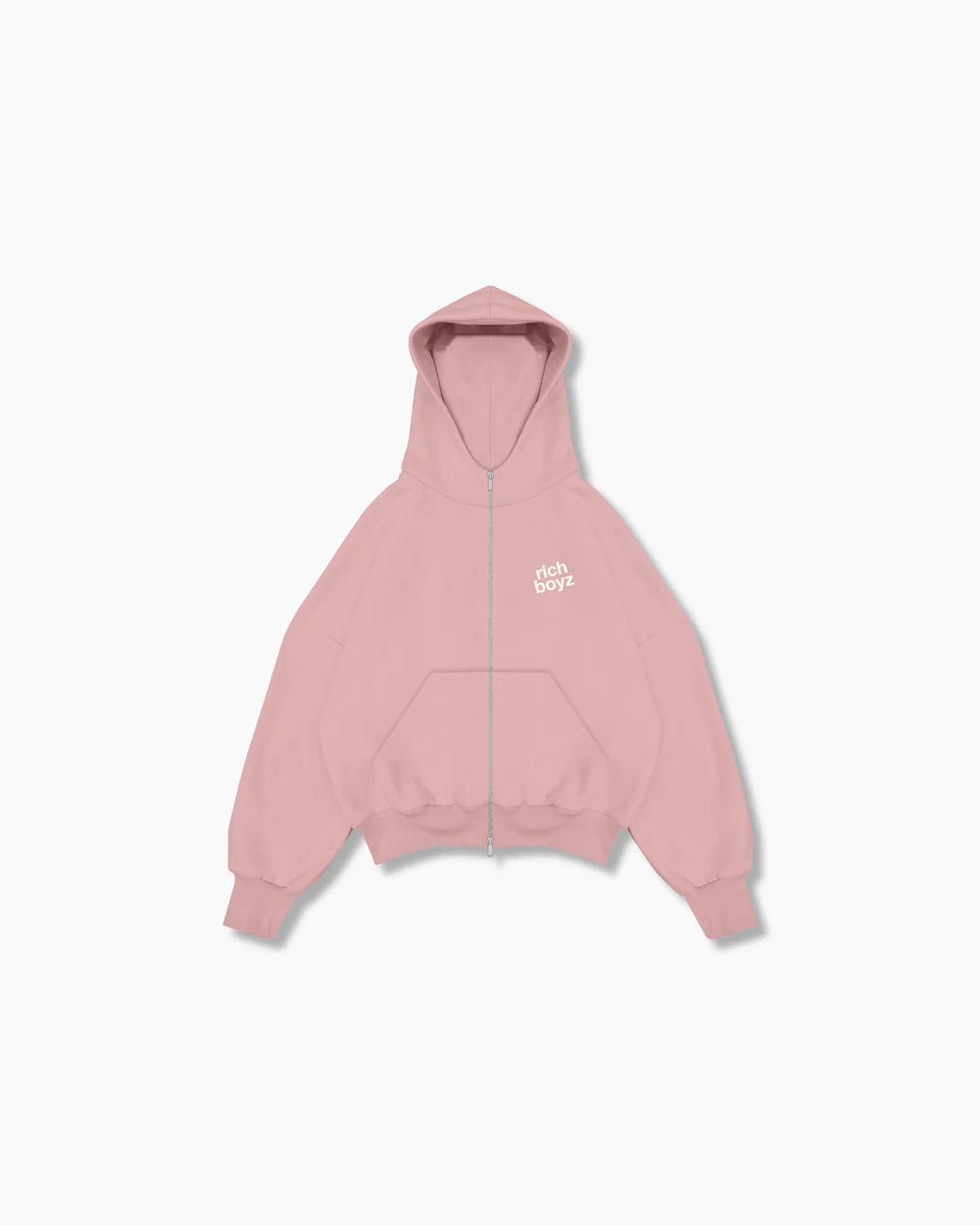 Double Zip Box Hoodie - Pink
