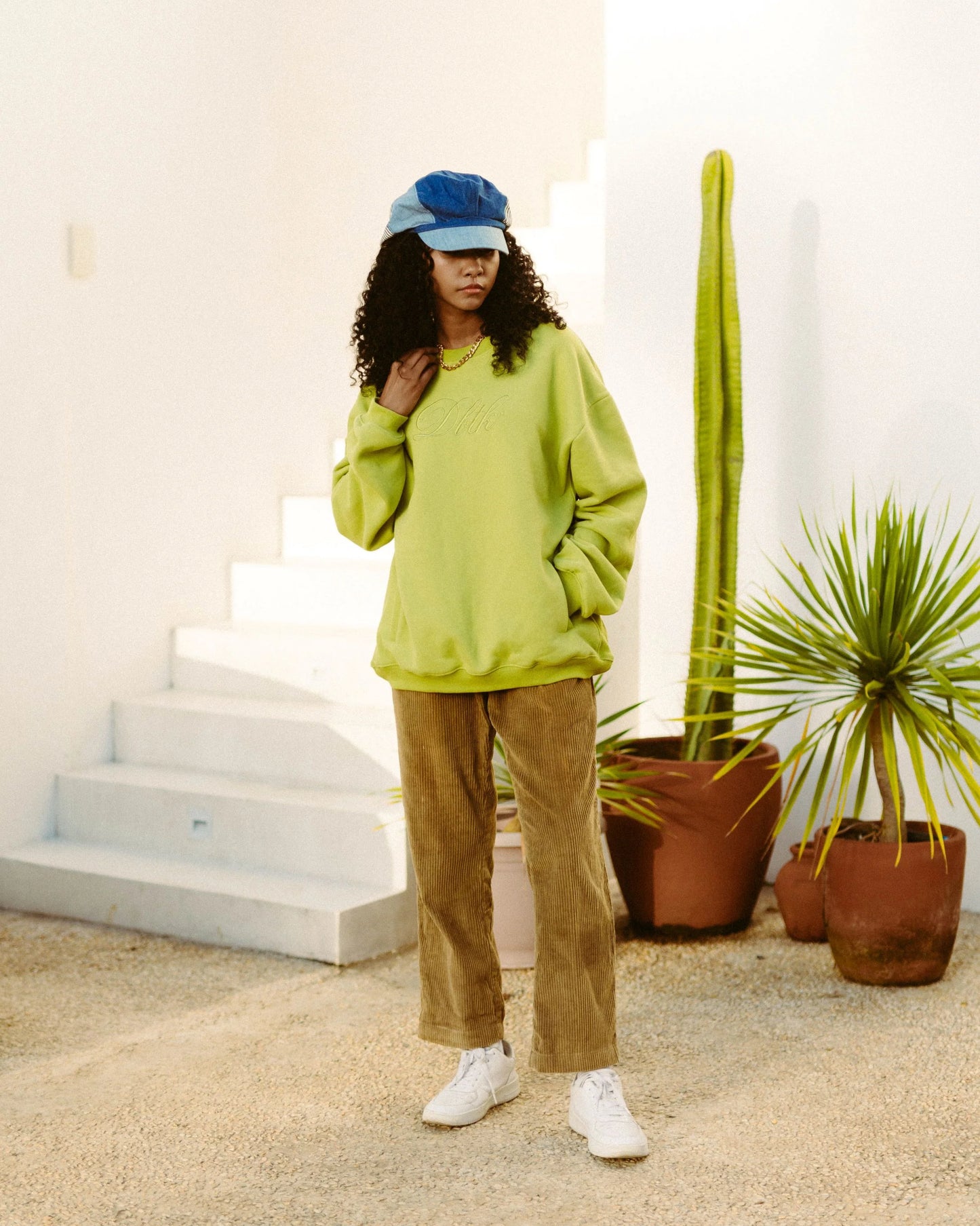 Italic Tonal Crewneck - APPLE GREEN