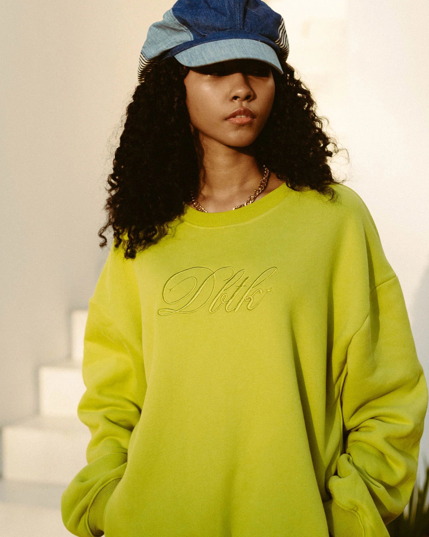 Italic Tonal Crewneck - APPLE GREEN