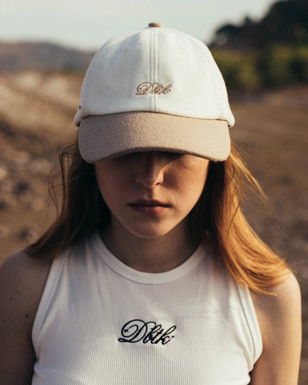 Italic Dad Hat - Taupe / White