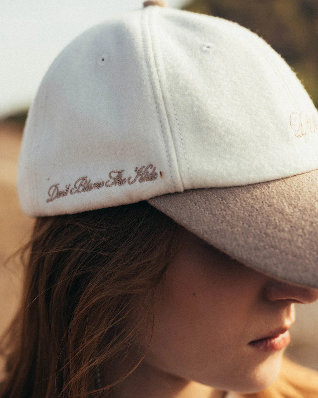 Italic Dad Hat - Taupe / White