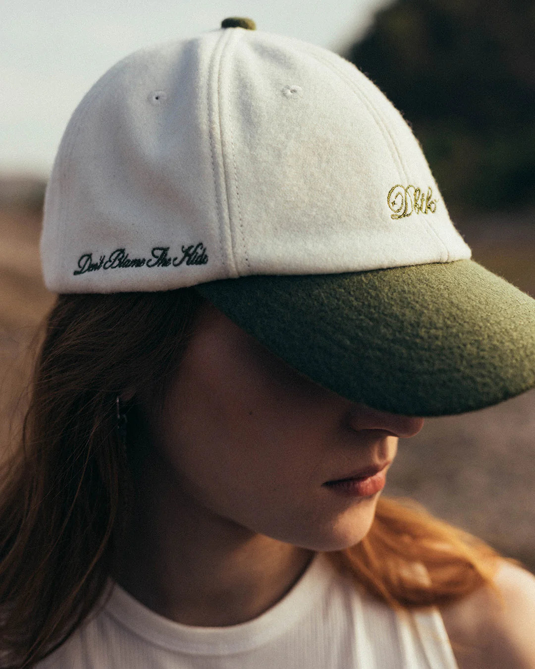 Italic Dad Hat - Sage green / White