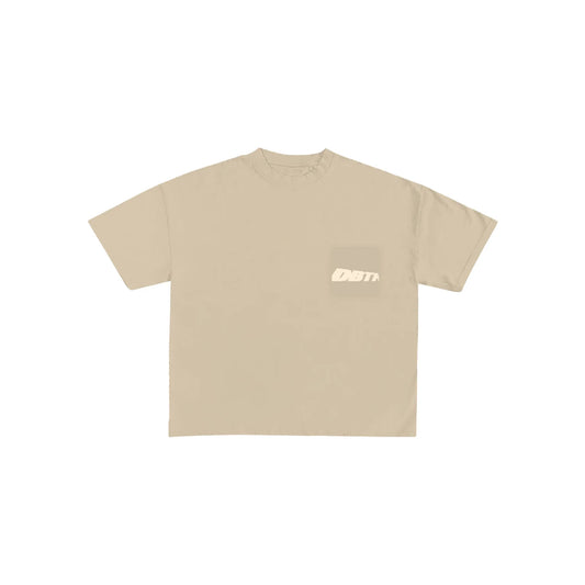 Slant Pocket Tee - Beige & Cream