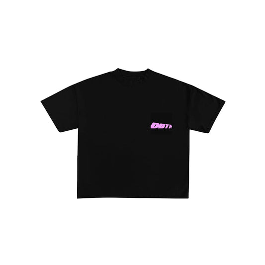 Slant Pocket Tee - Black & Pink